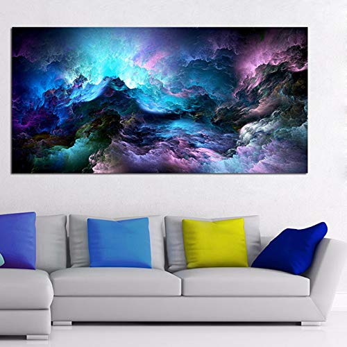 Toile nuage abstrait bleu 50x100cm KEBIA pour salon