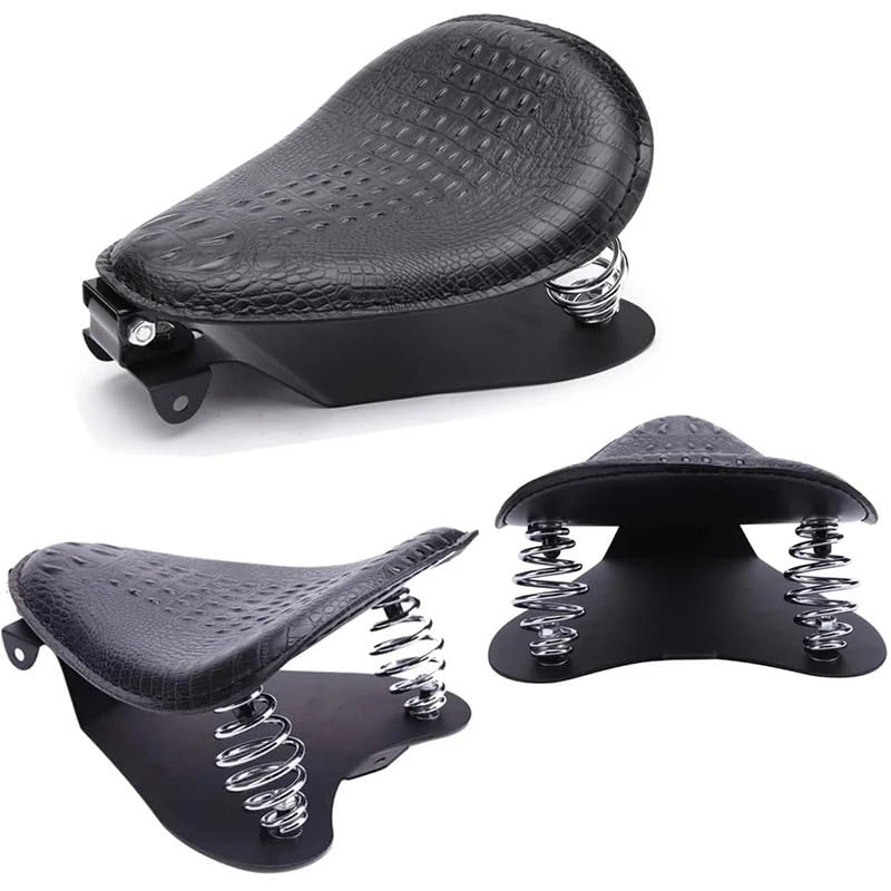 Asiento de piel de cocodrilo estilo cojín resorte para Iron 883 Softail 5