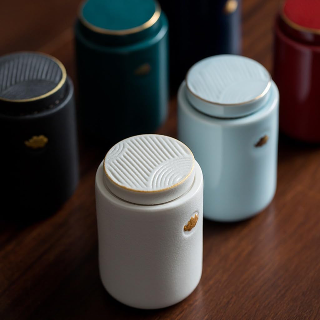 SONGCHAO Sugar Jar Xiangyun Tea Can, Ceramic Mini, Portable Sealed, Storage Warehouse Tea Canister