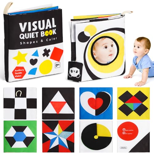 beiens Baby Books Toys, Black and White Baby Toys, High Contrast Newborn Toys, Crinkle Sensory Toy, Montessori Toys, Tummy Time Toys, Baby Toys 0-3-6-9-12 Months, Infant Baby Boy Girl Gift, Mirror Toy