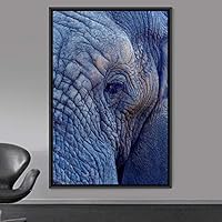 Framed Canvas Wall Art Elephants Animals Dramatic Elephants Farmhouse/Country Living Room Multicolor Photography - 16x24 inches