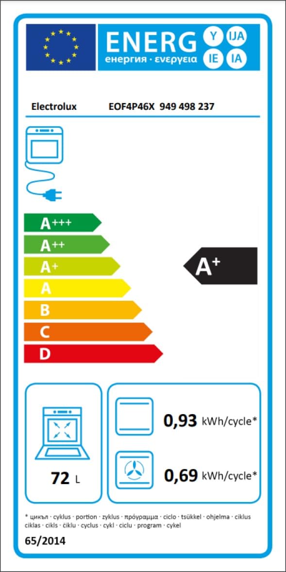 Electrolux Serie 500 EOF4P46X, Forno da Incasso Multifunzione, Capacità 72 L, Classe A+, SurroundCook, Pulizia Pirolitica, 589x594x569 mm, Acciaio Inox Antimpronta