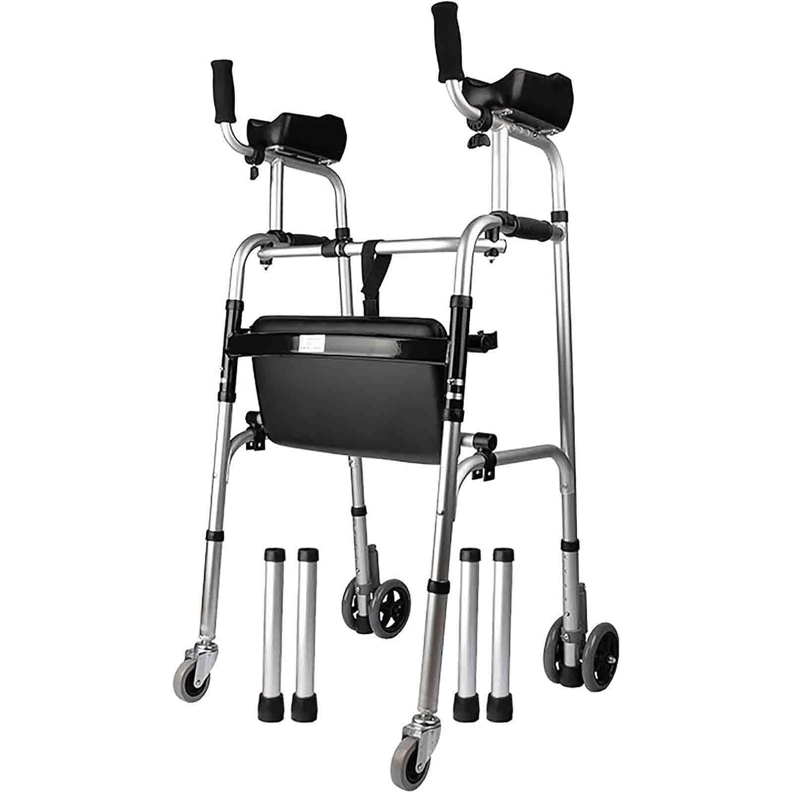 Rollator z uchwytami do chodzenia na stojąco i regulowaną wysokością,