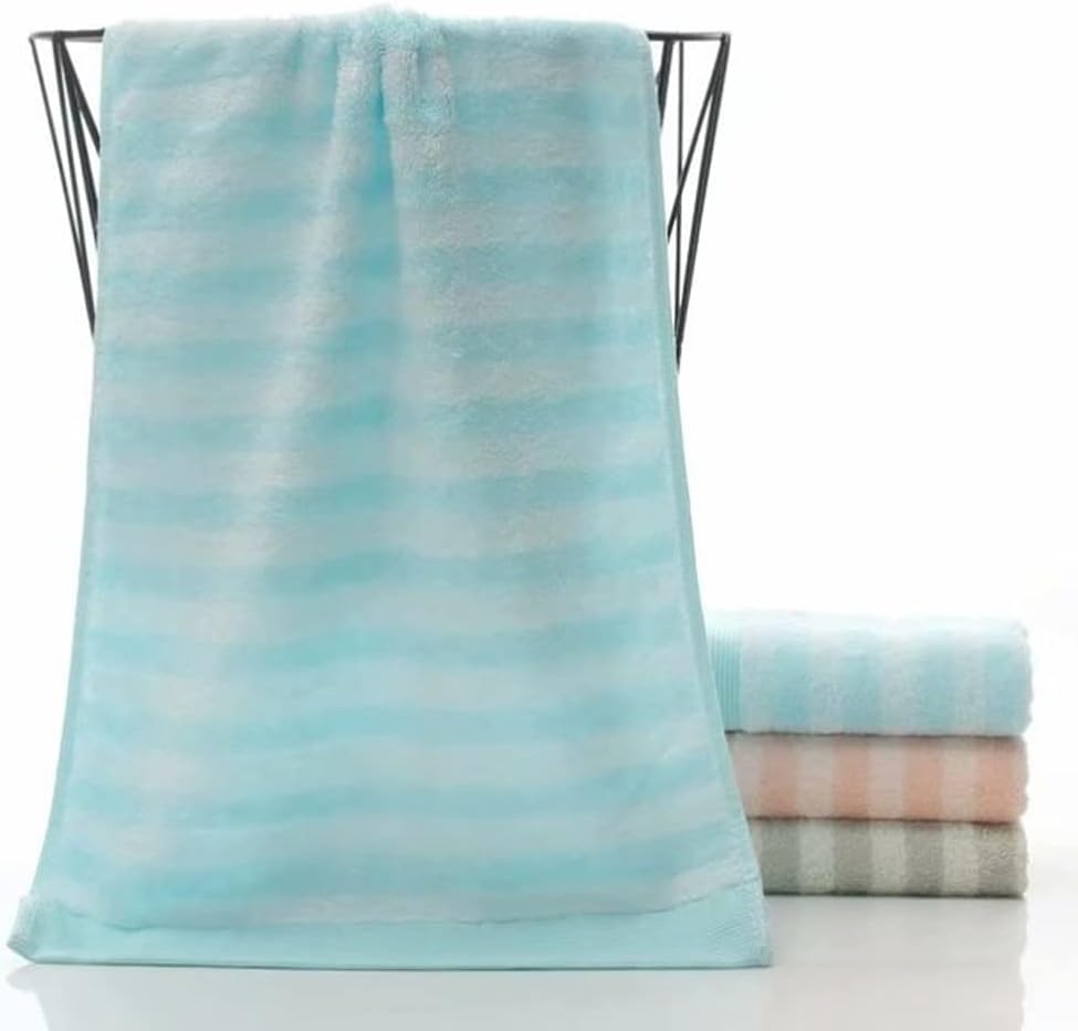 Fiber Face Towel Stripe Reactangle Household Soft Towel Strong Water Absorption for Home Bathroom Bath Towel(Black)