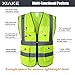 XIAKE Reflective Safety Vest for Men & Women Mesh High Visibility Vest with Pockets Meets ANSI Standards(Large,Yellow)