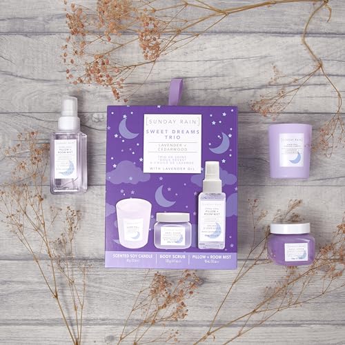 Sunday Rain Sweet Dreams Trio, Vegan and Cruelty Free Pamper Gift Set including Bath Soak, Body Scrub and Room & Pillow Mist - Image 4