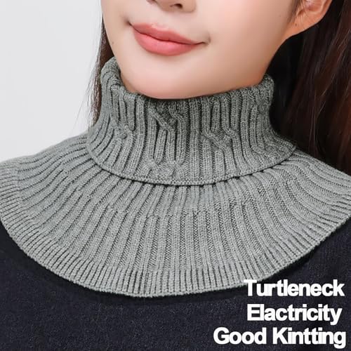 2pcs Knitted False Collar Turtleneck Dickey Collar Scarves for Women (Khaki+Grey)4