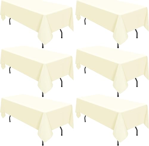 Paquete de 6 manteles redondos de 108 pulgadas, manteles de poliéster beige para mesa redonda, resistentes a las manchas y a las arrugas, mantel de