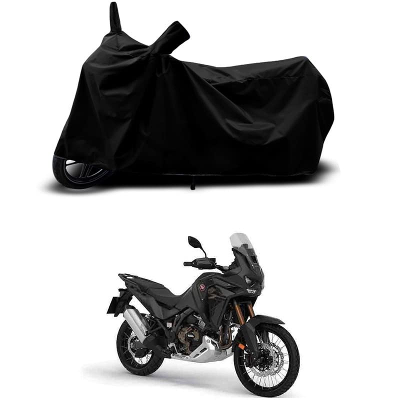 Image of 100% Scratchproof /UV-Rays /Heat Protection /Birds Dropping /Water Resistant /Dust Proof /Waterproof /Bike Scooty Two Wheeler Body Cover Compatible for Honda Africa Twin Manual All Varient[Black]
