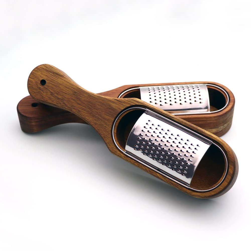 Rallador de queso de madera rústico marrón con espacio de almacenamiento, para queso, limón, chocolate