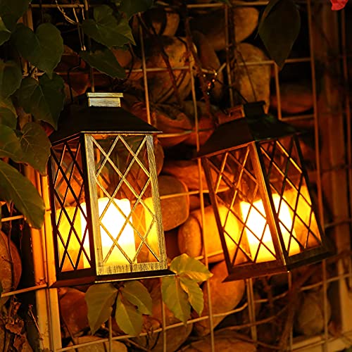 Tomshine Solar Lantern, Outdoor Garden Hanging Lanterns Waterproof, 14 Inch Led Solar Flickering Flameless Candle Lights For Table Patio Party Decorative #TOP6