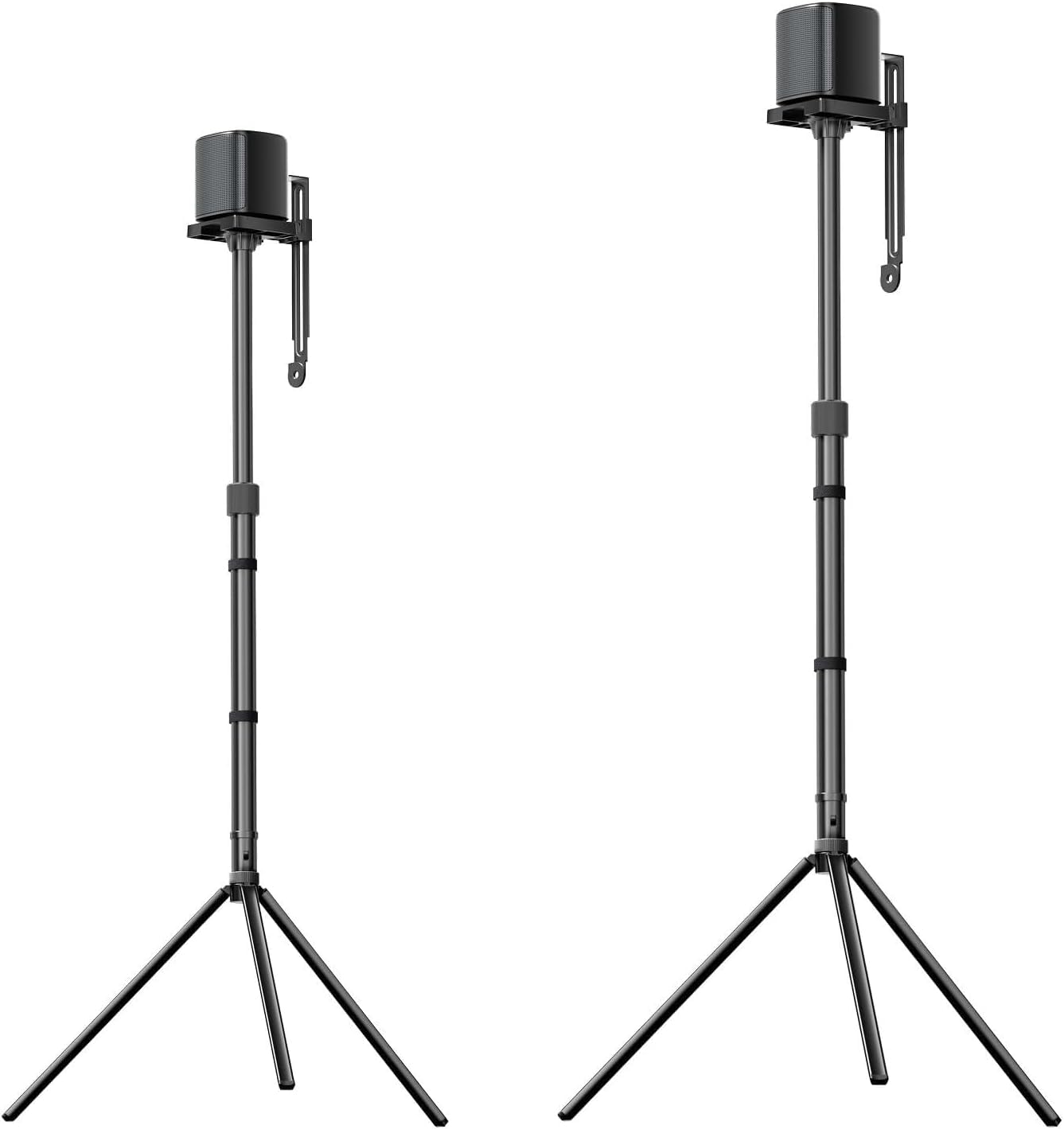 ULTIMEA 2er Set Universal höhenverstellbar, Schwarz Lautsprecher ständer, Boxenständer ausziehbar von 62 cm bis 93 cm für Satelliten & Regallautsprecher mit Einer Belastung bis zu 3 kg, Steady 310