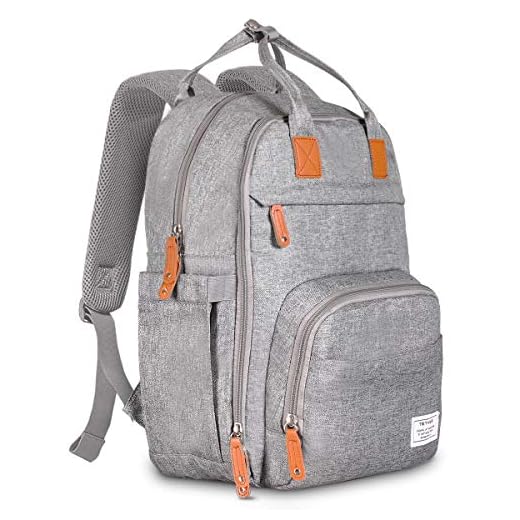 TETHYS Diaper Bag Backpack [Multifunction Waterproof Travel Back Pack] Maternity Baby Nappy Changing Bag Ideal for Mom and Dad, Large Capacity and Stylish Organizer for Baby Care - Gray