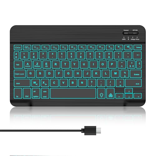 WAVATA Clavier sans Fil Bluetooth pour iPad 10/10.2, Air 11, avec Rétroéclairé (10/11 Pollici), Samsung Galaxy, Redmi Pad, Clavier Léger Fin pour Tablette...