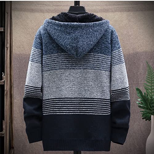 Kinkia Men's Fleece Hooded Knitted Cardigans Full Zip Long Sleeve Heavyweight Warm Sweater Coats2