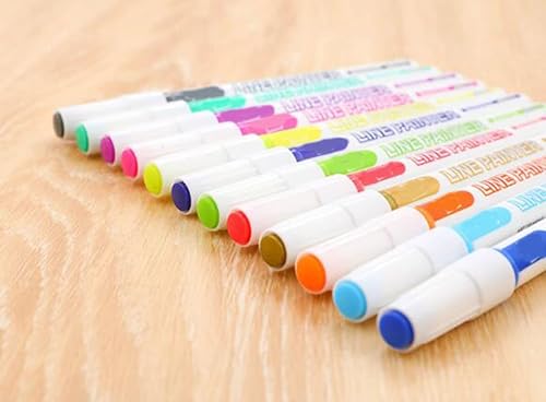 Miniatura 4 de 12 marcadores deslumbrantes, marcadores metálicos de contorno de doble línea, marcadores permanentes para arte, dibujo, tarjetas de felicitación,