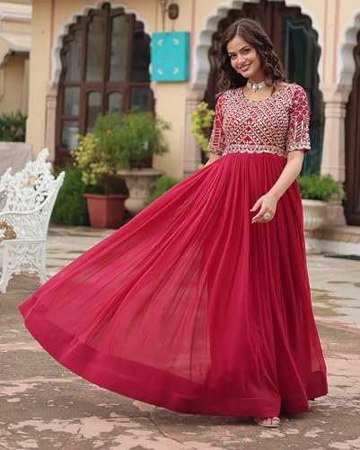 Image of Fashion Basket Georgette Embroidered Anarkali Gown for Women