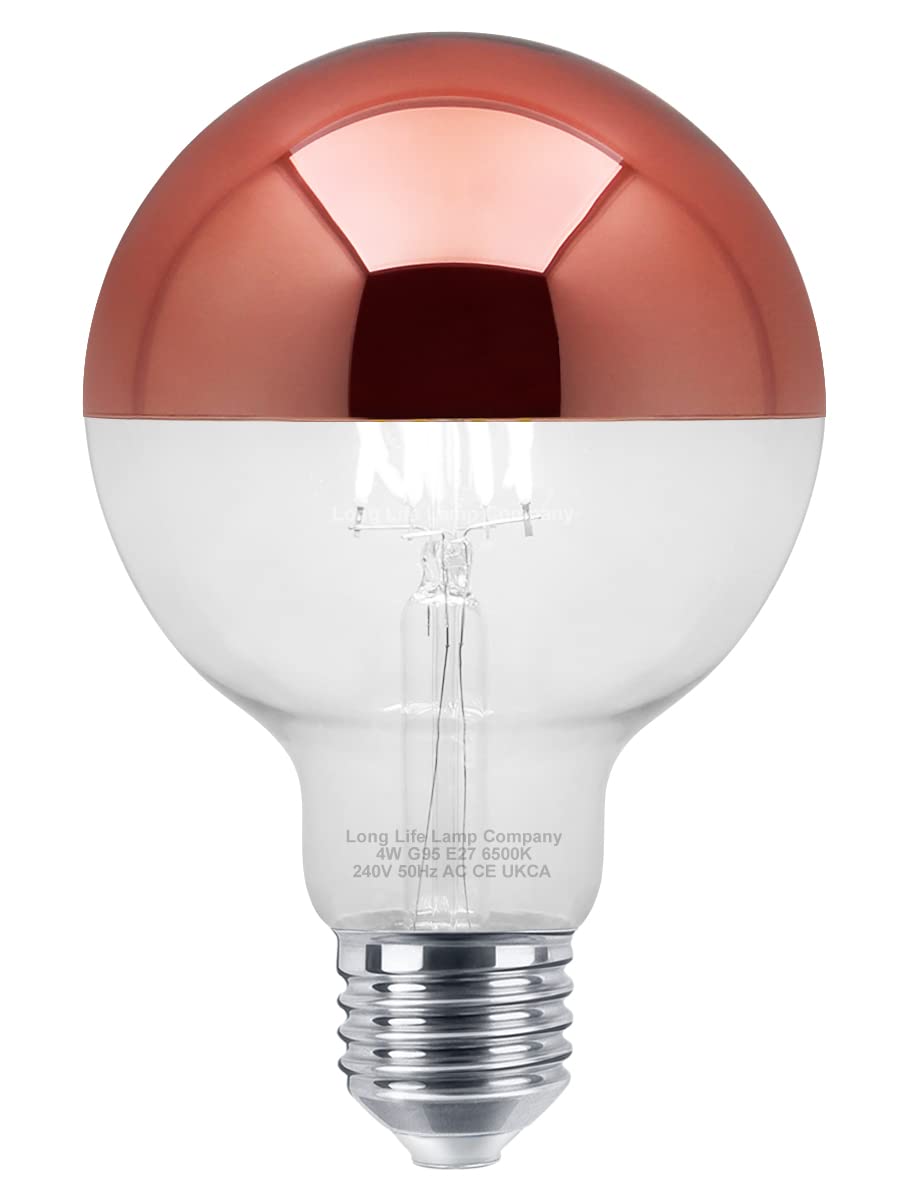 Long Life Lamp Company 4w LED Crown Copper Light Bulb Mirror Top E27 Cool White 6500k