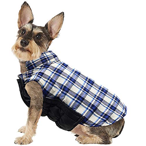 DroolingDog Dog Plaid Jacket Fleece Dogs Sweater Small Pet Coat for Small Dogs, Large
