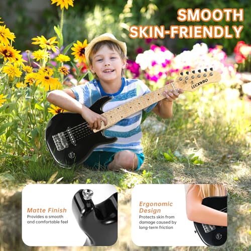 Image of 30 Inch Kids Electric Guitar Beginner Kits ST Style Mini Electric Guitar for Boys Girls,Electric guitar Starter Kit w / 5W Amplifier, Strap, Gig Bag, Strings, tuner,strings,Picks (Black)