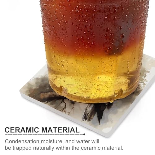 Dessous de verre carrés en céramique faucon x6 pour table - 5