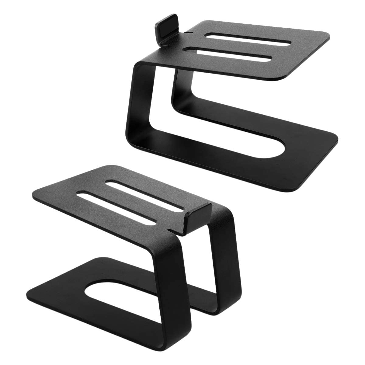 Desktop Speaker Stands 1 Pair for External Sound System Monitors or Computer Speakers - Home Office or Gaming Desk (Black)