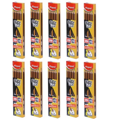 Image of Maped Wooden Traingular Shape Wooden Pencil X10pc with Eraser| Set of 10box| Pack of 100pc with 10 Non-toxic Eraser| Ideal for Writing, Drawing & Sketching| Return Birthday Gift for children