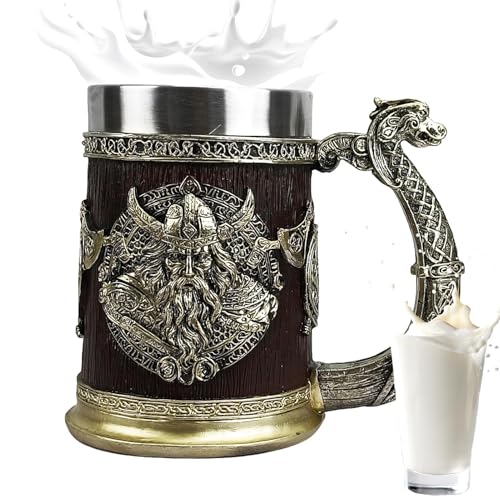 Promuovi il brindisi: inciso in modo unico con una nave drago vichinga, questo boccale di birra offre una presa comoda, ispirata alle leggende vichinghe. Rivivi il passato con lavorazione di alta qualità e resistenza grazie alla maniglia del drago dal design intricato.