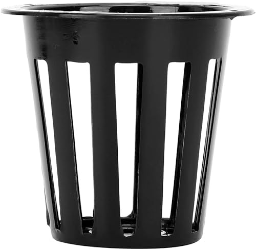 Fydun 50 Pcs Hydroponic Soil Plant Flower Planting Basket Net Pot Net for Greenhouse Black Wide Range of Uses (Black)