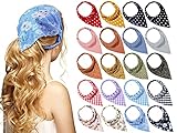 WILLBOND 20 Pcs Scarf Headband for Women Floral Elastic Hair Scarf Headband Boho Triangle Bandanas Print Solid Plaid Dot Bandana Headbands for Girls Chiffon Head Kerchief Hair Accessories, 5 Styles