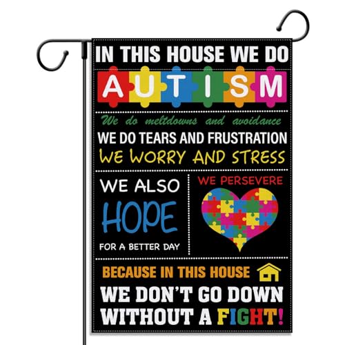 Autism Awareness Garden Flag Puzzle Piece Inspirational Support April Decoration Vertical Double Sized Yard Outdoor Decor
