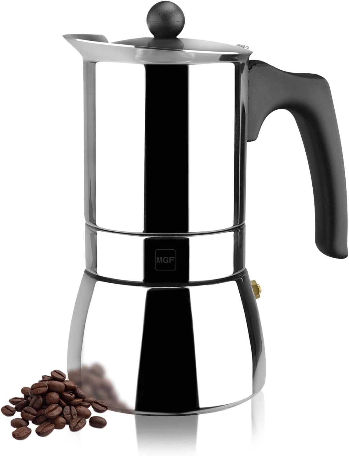 Magefesa Genova Stovetop Espresso Maker, 6 Cups/10 oz, 18/10 Stainless Steel Moka Pot, Italian Greca Coffee Maker, Suitable for Induction