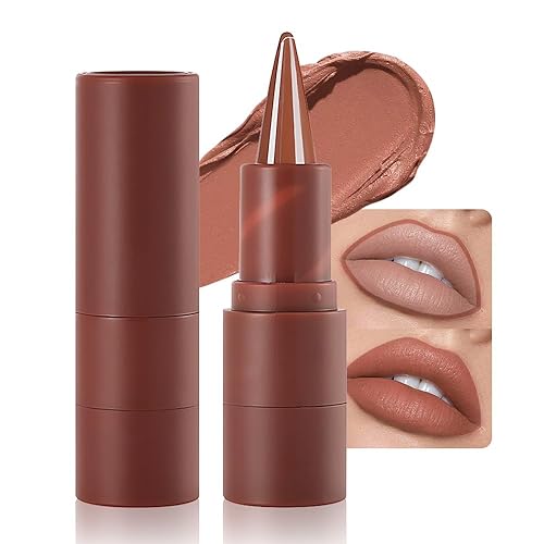 Miniatura 40 de AMY'S DIARY Juego de 2 delineadores de labios y lápiz labial color marrón palisandro mate, brillo de labios verde, lápiz labial líquido mate, 24