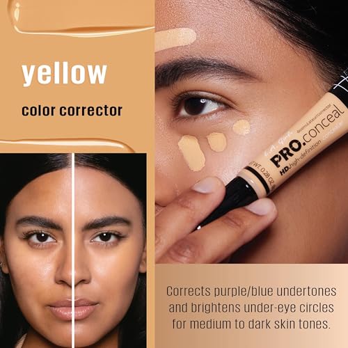 Image of L.A. Girl HD Pro Concealer - Yellow Corrector | Neutralizes Purple & Blue Undertones | High Coverage, Lightweight Formula | Brightens Dull Skin | Crease-Resistant | 8g