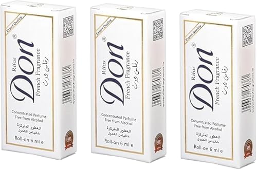 عطر فرنسي ببكرة دوارة خالٍ من الكحول من رفاس دون، 6 مل، مجموعة من 3 قطع
