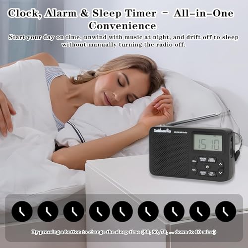 Image of AM FM Radio, Portable Emergency Weather NOAA Radio, Small Digital Radio with Dual Mode Storage, Digital Tuner, Sleep Timer, Wall Plug and Battery Powered (Grey)