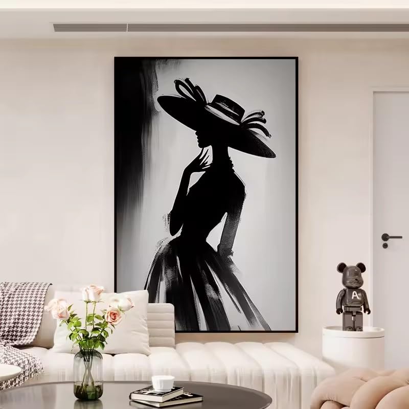 Affiche moderne abstraite salon ou bureau déco silhouette monochrome