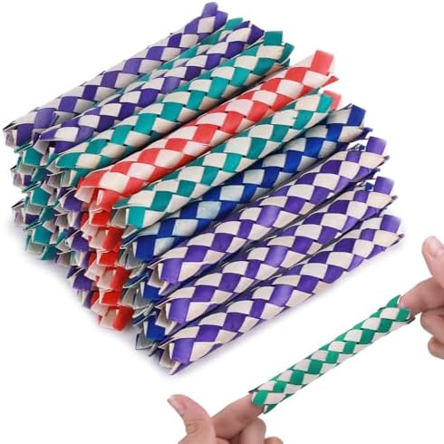 Prasacco 72 Pcs Chinese Finger Trap, Colorful Plastic Finger Traps Bird Chew Toys Adults Universal Classic Party Props for Birthday Party Gifts (Random Color) image 5