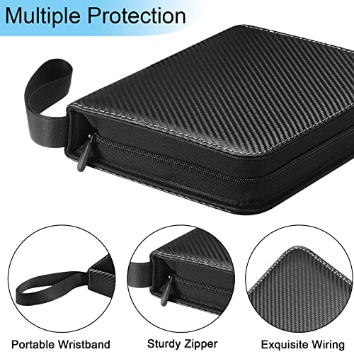 Cranviech 400 Pockets Trading Card Binder with Sleeves, 4-Pockets Zipper Card Binder Collect Holder Storage Carrying Case Compatible for Cards, Black