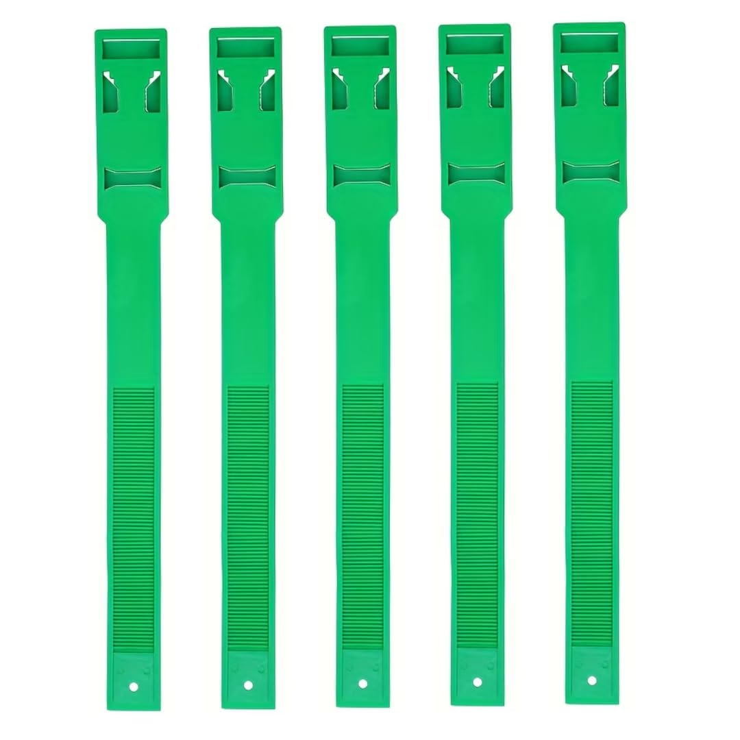 5PCS Green Cow Identification Belts | Plastic Cattle Leg Bands with Double Buckles | Adjustable Cow Foot Rings for Livestock Identification & Farm Management