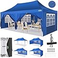 COBIZI 10x20 Pop Up Canopy Tent with Sidewalls,Party Tent Outdoor Gazebos, Waterproof & UV50+,3 Adjustable Heights,Higher Frame Design - Extra Tall for Parties Backyard,Weddings,Markets, Blue