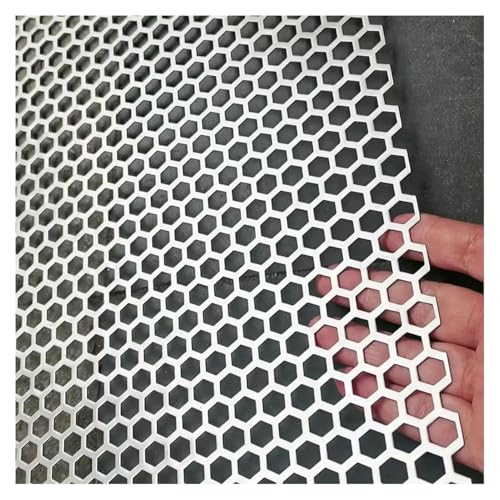CucCe Lámina Perforada de Acero Inoxidable Placas Perforadas hexagonales de Acero Inoxidable 304, Paneles de Rejilla metálica, filtros de ventilación y disipación de Calor(20x20cm)