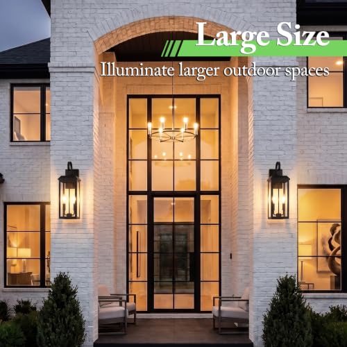 Image of BesLowe 17.7 inch Large Outdoor Wall Lights, 2-Light Black Exterior Sconces
