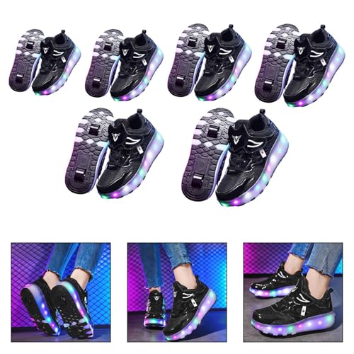 Image of Kids LED Roller Shoes Casual Skating Shoes with Double Wheels for Boys Girls 21cm