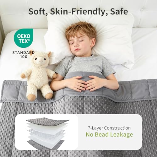 Image of Uttermara Minky Weighted Blanket for Sleeping 5lbs 36 x 48 Inches | Cozy Warm; Breathable; Cooling Soft Minky Dots; Filled with Glass Beads; Washable Heavy Throw for Sleep and Calm; Grey