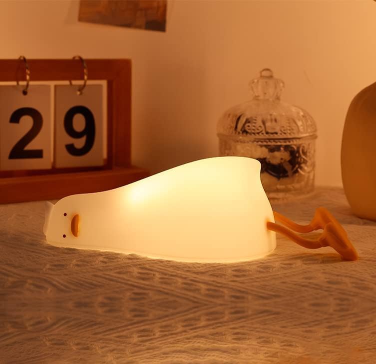 Image of KRESHU Lie in Peace Duck Sleep Lamp Soft Silicone Night Light | LED Lying Flat Kids Night Lamp | Type-C Rechargeable Bedroom Lamp | Touch Colour Changing (Pack of 1)