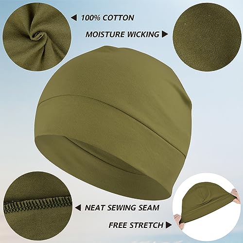 Image of Headshion Cotton Skull Caps for Men Women,2-Pack Lightweight Beanie Sleep Hats Breathable Helmet Liner