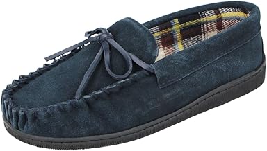 Cushion Walk Mens Real Suede Leather Moccasin Slippers Size 7-12