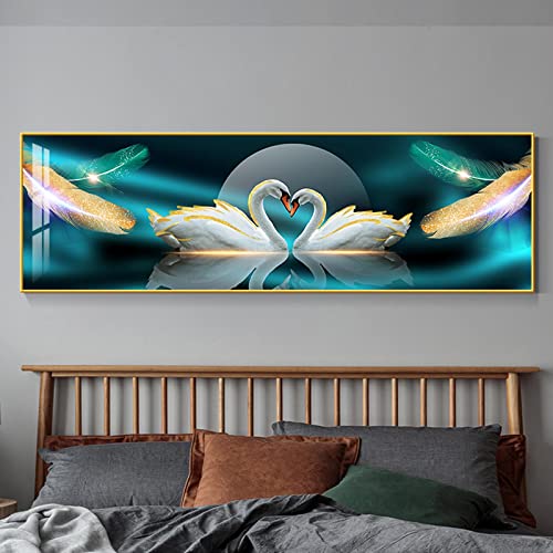Peinture abstraite dorée sur toile de haute qualité 60x180cm