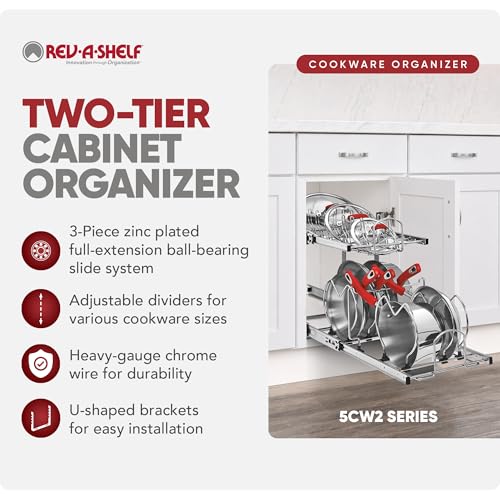 Image of Rev-A-Shelf Dual Kitchen Cabinet Pullout Organizer, Min Open Width of 11.5 inch